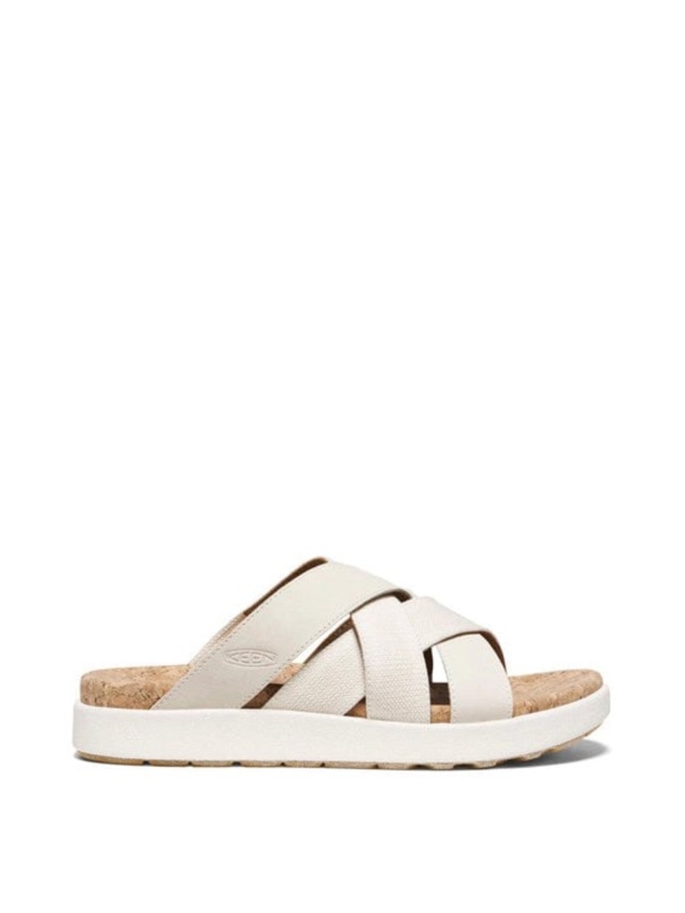 KEEN Women's White Cross-Strap Slide Sandal Elle Mixed Birch